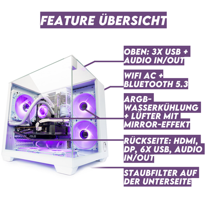 VENOM White Gaming PC Wasserkühlung bis RTX 5060 128GB RAM SSD RGB Win 11 WLAN